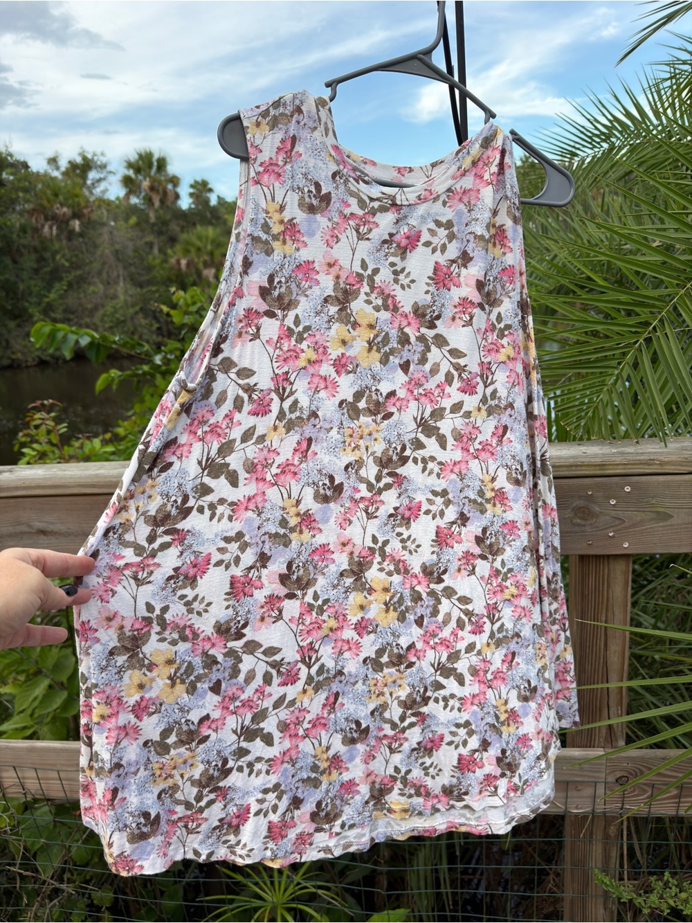 Lane Bryant Floral Sleeveless Tank Top in Pink, Brown & Yellow